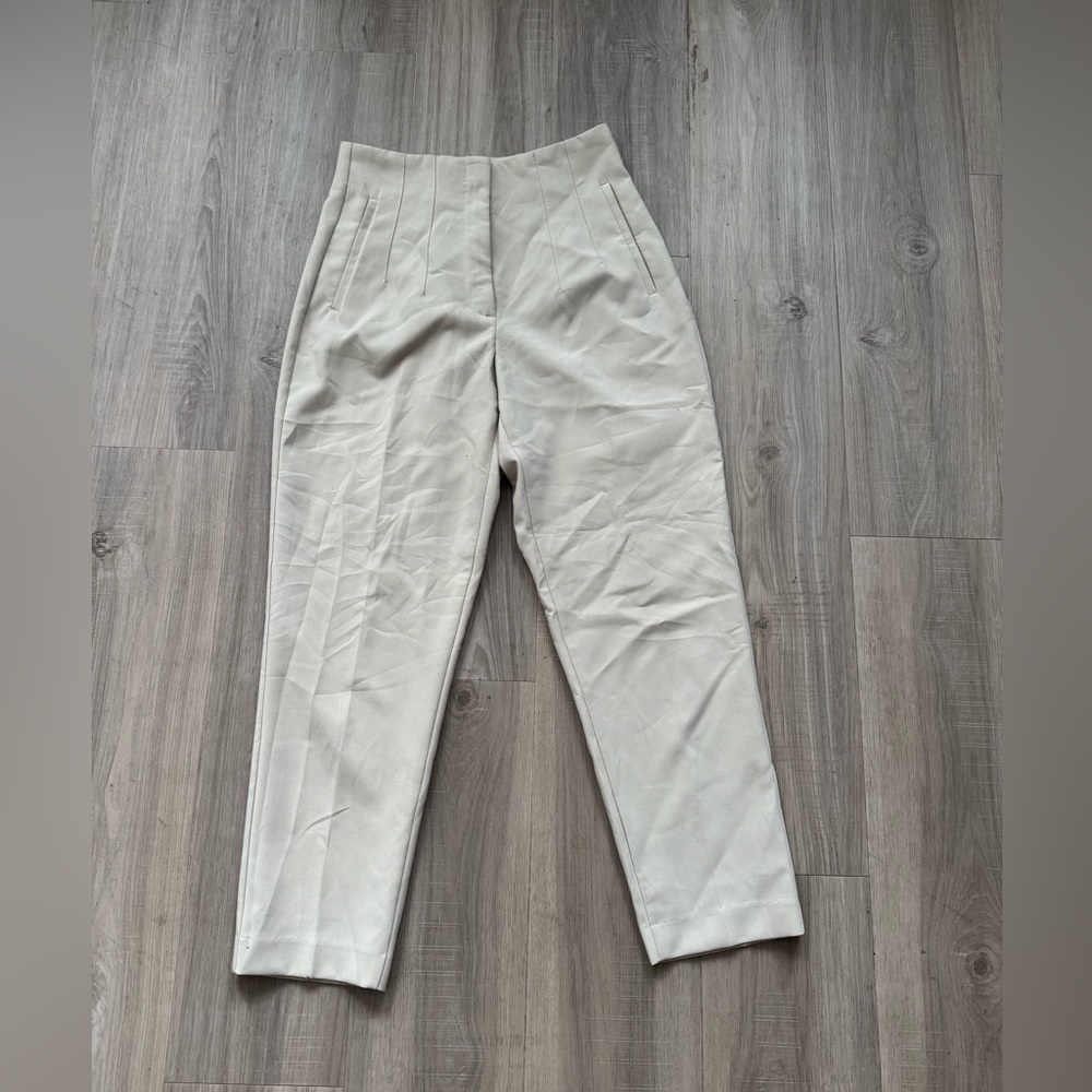 Zara Cream High Waisted Pants - Picture 5 of 12